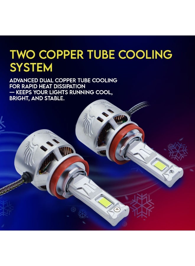 طقم لمبات ليد أمامية TL100 عالية القوة 360 درجة (قطعتين) – H11 | 200 واط | شعاع أحادي | 6000 كلفن مع درايفر | ضمان دولي لمدة 6 أشهر - Image 3